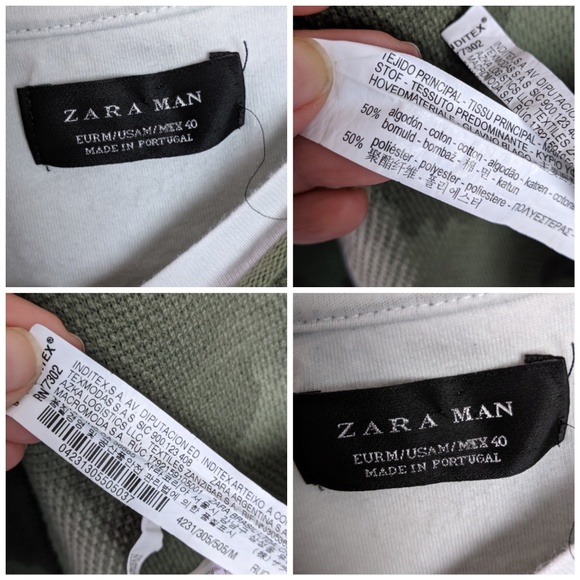 Zara Green Camo Faux White Layered Thermal Shirt M - Picture 3 of 5